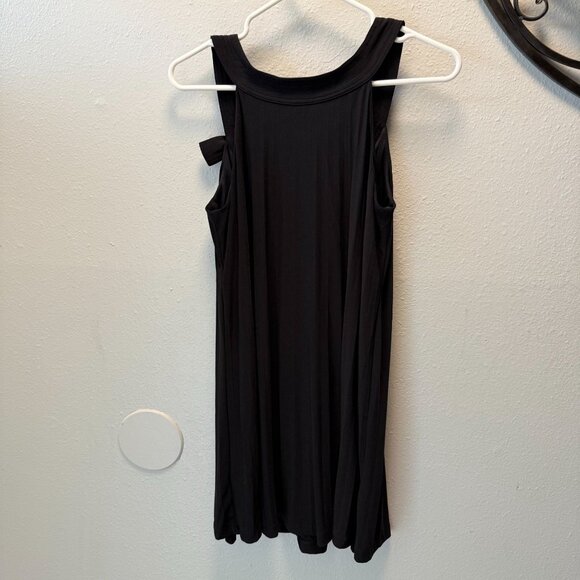 Robbie Bee Black Petite Sleeveless A-Line Dress With Bow Accent - Picture 7 of 8